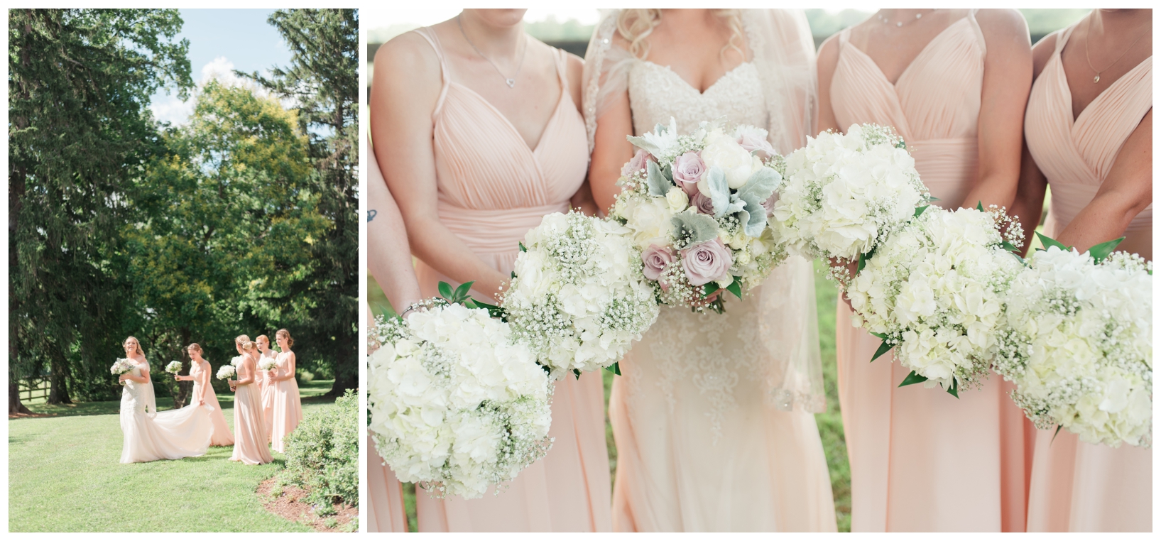 Woodlawn Manor outdoor blush pink summer wedding in Maryland by Megan Bennett Photography